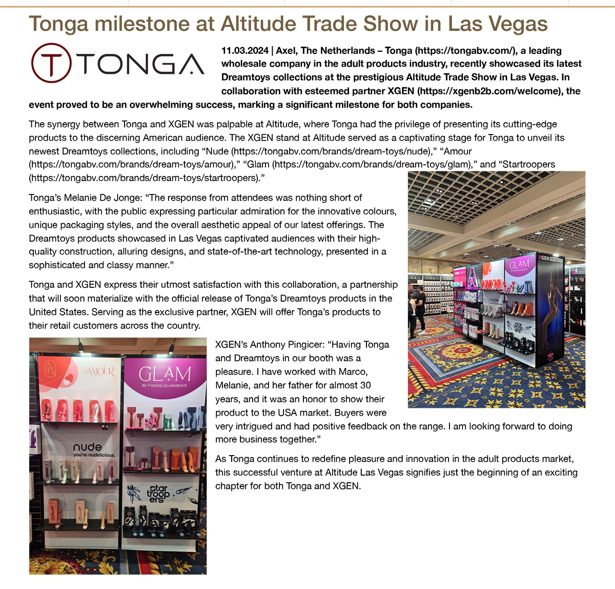 2024-03 Sign online - Tonga milestone at Altitude Trade Show in Las Vegas